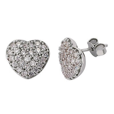 Silber Jewelco London CZ Pave Herz Ohrstecker