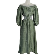 ASTR the Label Revolve Cassian Dress Womens XS Green Midi Cut Out Off Shoulder