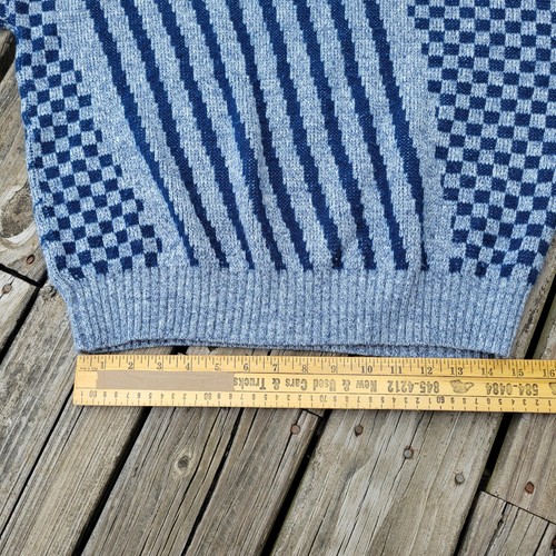 Vintage 80s Le Tigre Gray/Blue Men's XL Sweater Made in USA - Picture 8 of 10