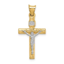 14k Two-Tone Gold Crucifix Pendant