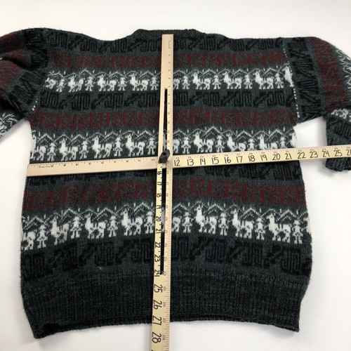 Tejidos Ruminahui L / XL Mens Pullover Sweater Wool Angora Fair Isle Gray - Picture 5 of 12