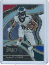 DeVonta Smith 2023 Panini Select #272 Red and Blue Prizms Die Cuts Eagles