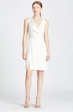 HALSTON Ivory Satin Cowl Neck Cocktail Event Dress US4 UK8 £350 **GORGEOUS**