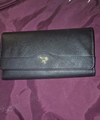 George Organizer Wallet gold logo  black canvas. Three Fold. RFID