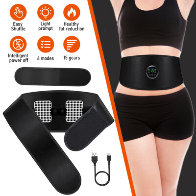  EMS Abdominal Muscle Toning Belt Trainer Rechargeable ABS Stimulator Toner Belt