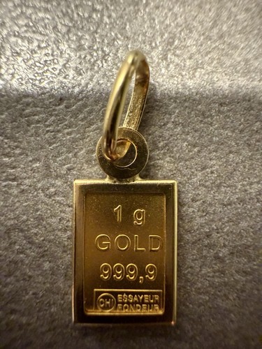 Kettenanhänger Goldbarren 999er Echtgold Massiv ,Fassung 750er Massivgold