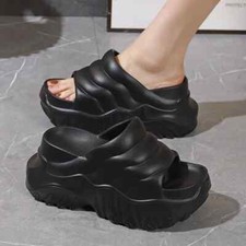 Platform Slides for Women EVA 9cm Thick Sole Slippers Non Slip Platform Sandals