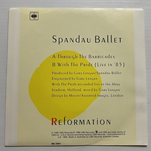 Spandau Ballet Through The Barricades Vinyl Record 7” 45 RPM BA 3491 CBS 1986 - Picture 10 of 24
