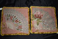 IOSIS Yves Delorme Paris Fan Flowers Tapestry  Pillow 2 Covers 18" x 18" Unused