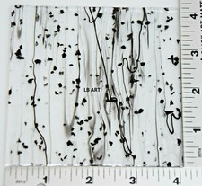 4"x 4" MARDI GRAS BLACK FRIT STREAMERS ON BULLSEYE 3mm THICK GLASS 90 COE