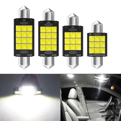 10X Super White 31mm 36mm 39-41MM COB Festoon Dome Map Interior LED Light bulbs