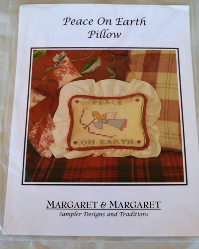 Margaret & Margaret Cross Stitch PEACE ON EARTH Angel Pillow Pattern SIGNED - Picture 3 of 6