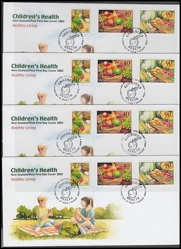 NEW ZEALAND 2002 HEALTH FDC’s (x7) HEALTH CAMPS (ID:18/D32753)