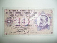 1969 SWITZERLAND 10 FRANCS BANKNOTE SPL