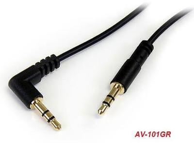 1 ft Slim 3.5mm to Right Angle Stereo Audio Cable - M/M Gold Plated, AV-101GR