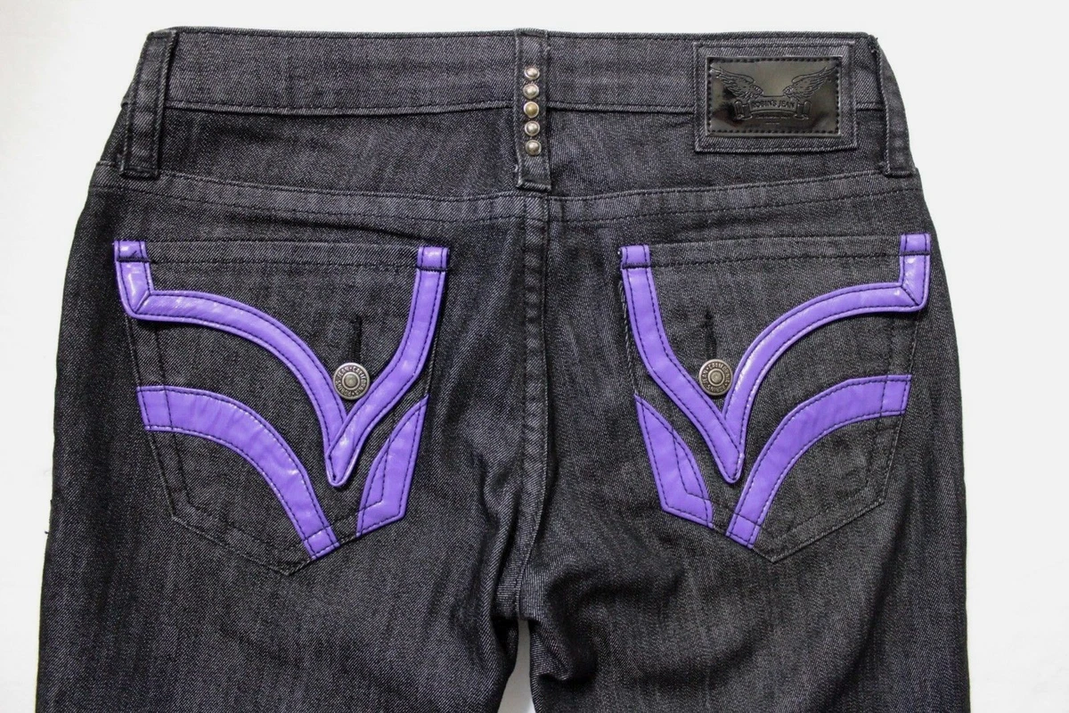 Robin s Jean Purple Trim Long Flap Women s Size 27