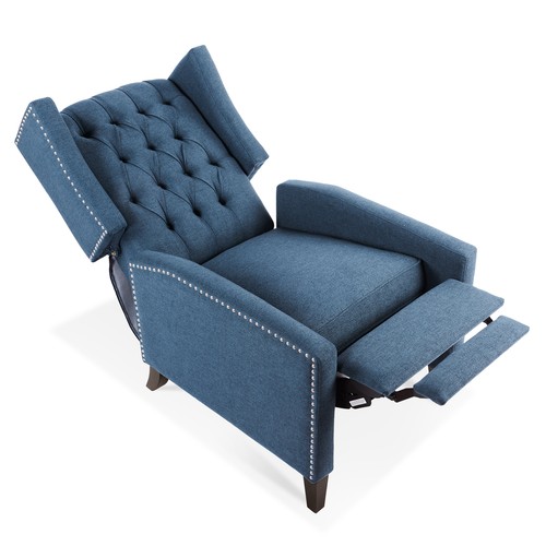 Wingback Manual Recliner Chair Single Sofa Home Theater Seating Bedroom Blue NEW - Picture 9 of 9