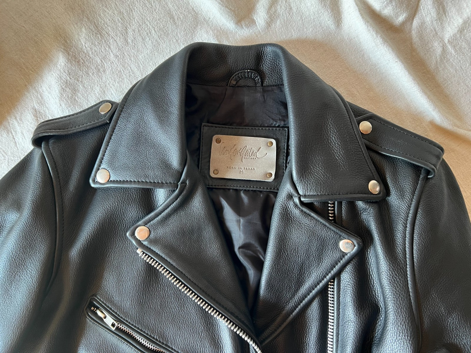 UNDERSTATED Leather Biker Jacket Black with fring… - image 2