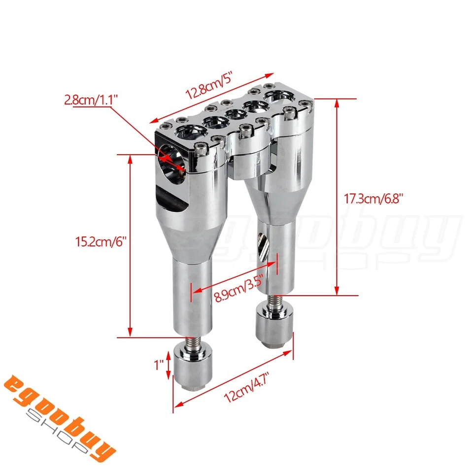 6" + 1" Straight Top Clamp Modular Handlebar Riser Kit For Harley Dyna Sportster — 第 2/4 张图片