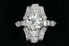 925 Real Silver Art Deco 1.82Carat Old European Cut Cubic Zirconia Wedding Ring