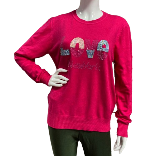 Women Fashion Crewneck Casual Comfy Sweater Hot Pink S - Picture 1 of 6