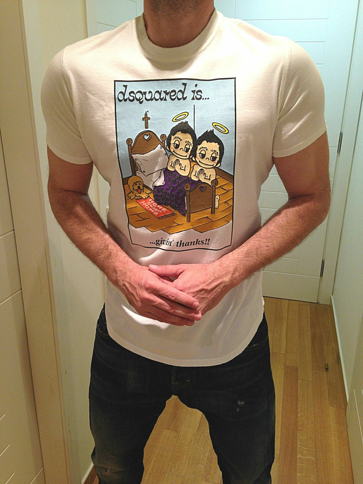 RRP €300 Authentic DSQUARED T-shirt "...givin' thanks!!" 71XM540 tag L image 4
