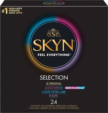 SKYN Selection NON-LATEX Sampler Thin Lubricated Condoms Silver Pocket Case