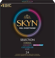 SKYN Selection NON-LATEX Sampler Thin Lubricated Condoms + Silver Pocket Case