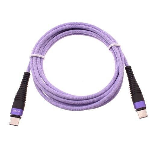 Purple 10ft Long PD Cable Type-C to USB-C Fast Charger Cord Wire for Smartphones