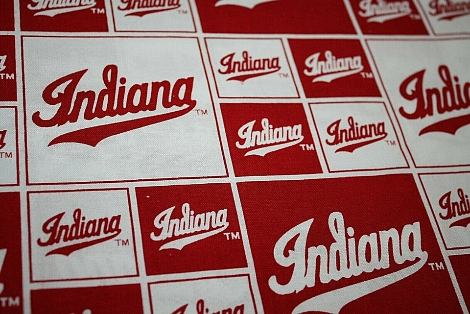 Indiana Hoosiers Fabric Cotton Material 1/4 yard Football Masks 9" x 44" # - Image 2 of 3