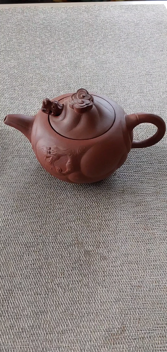 中国　銭菊仙制款　緑泥　神獣摘　急須　茶壷　C　R6159 中国 銭菊仙制款 緑泥 神獣摘 急須 茶壷 C R6159