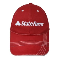 State Farm Strapback Hat Red One Size Adjustable Vented Holes 6 Panel Vitronic