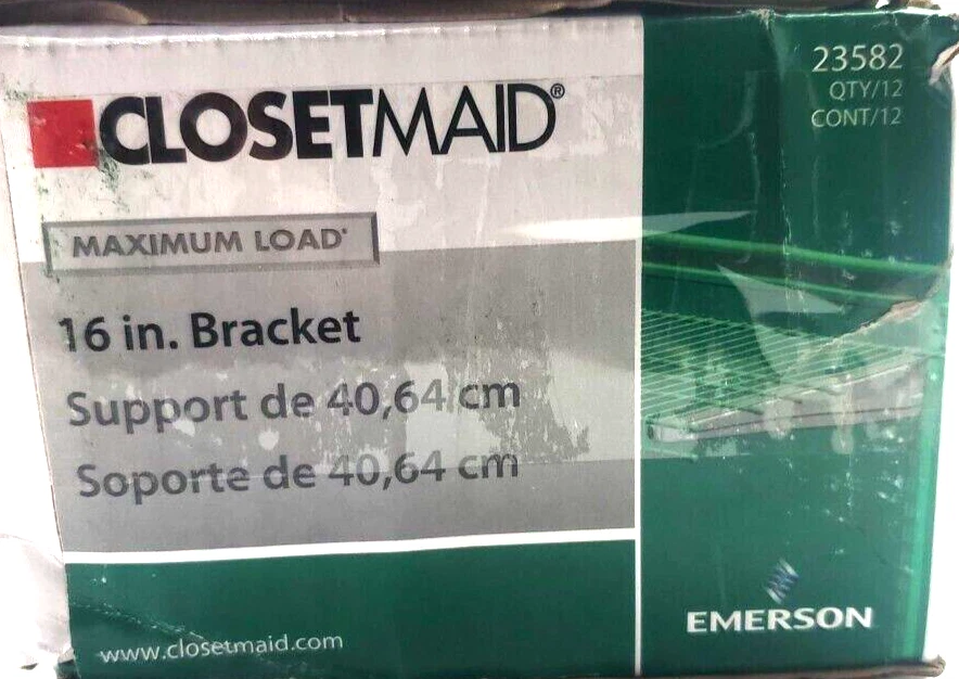 CASE OF 12, ClosetMaid MaxLoad Bracket Grey 16", 01-81788, 10075381235829 - Image 2 of 4