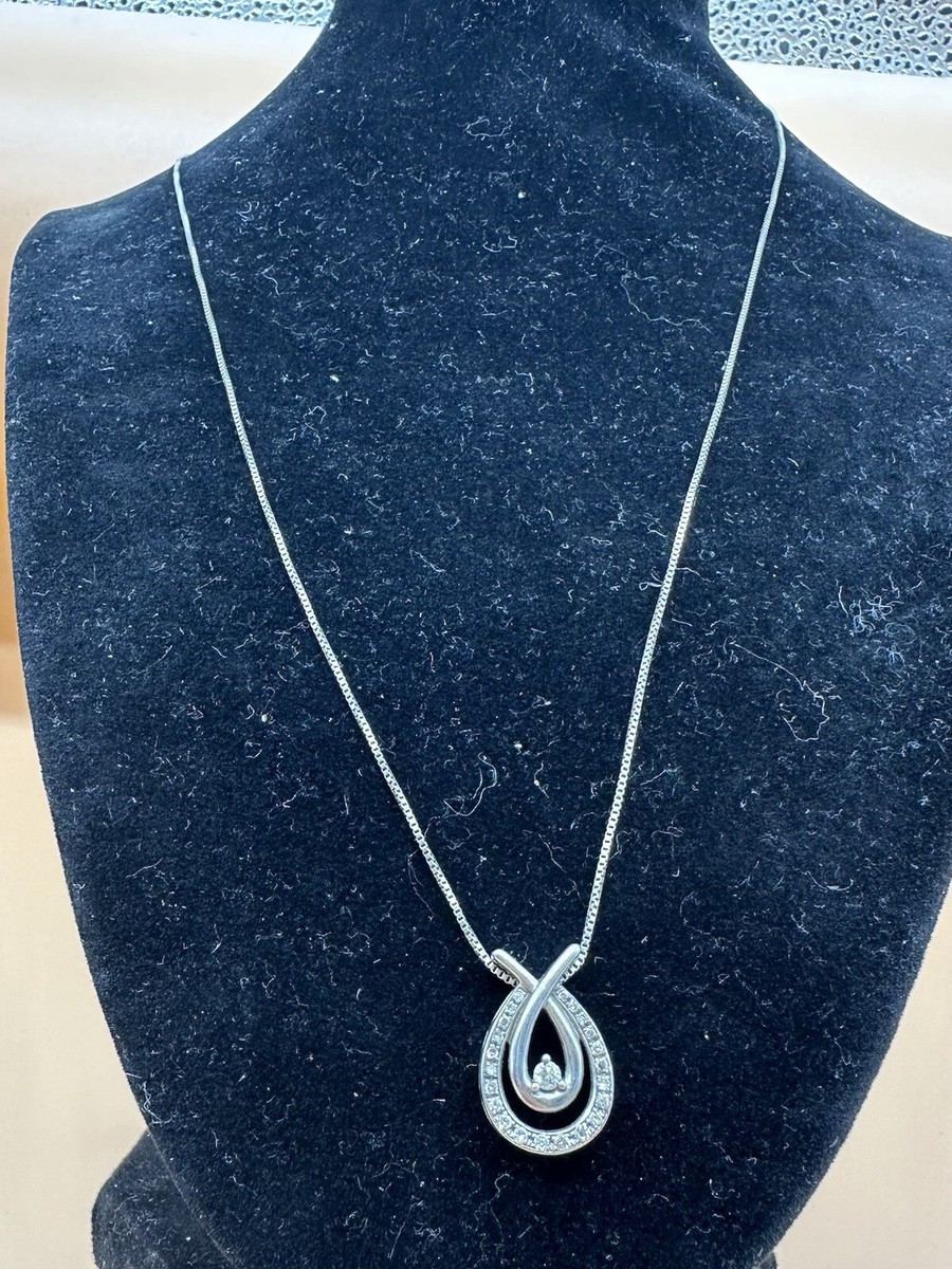 Genuine Diamond KS Signed 925 Sterling Silver Necklace | eBay