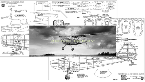 GIANT Cessna L19 Bird Dog 252" 21ft WS RC Model Airplane Plans Templates PRINTED - 第 1/1 張圖片