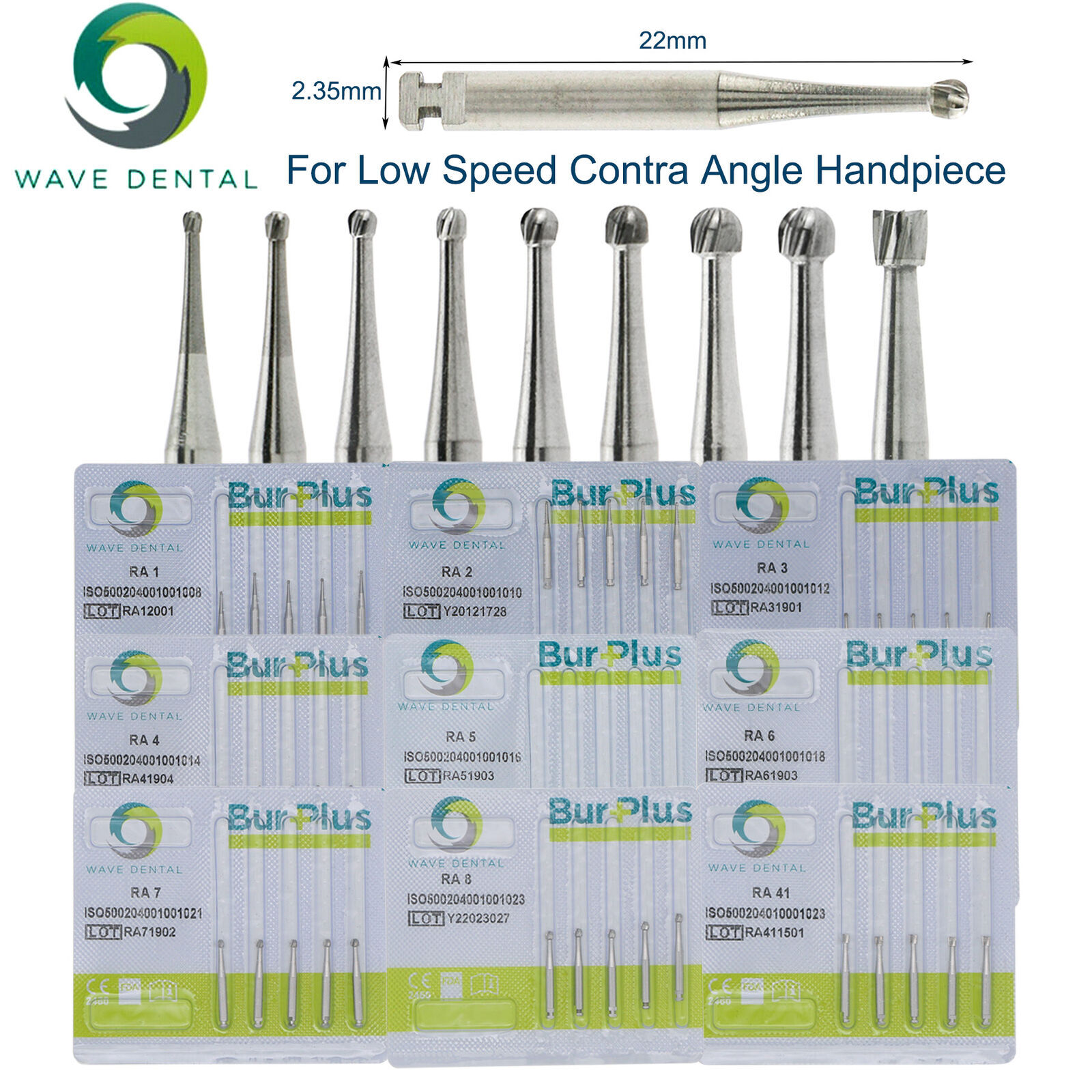 Wave Dental Bur Operative Carbide Round Latch RA 1 2 3 4 5 6 7 8 Prima ...