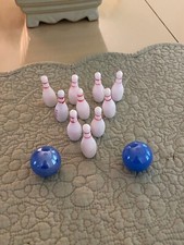 Miniature Bowling Set 10 Pins 2 Balls - Pins Are Approximately 1.5" Tall