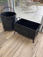 Antique Coal/Kindling Bucket/Box. Handmade, Wrought Iron/Wood, Circa 1930. VGC