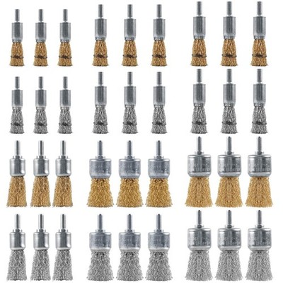 36 Pcs Wire End Brush for Drill with 1/4-Inch Shank, 6 Sizes Brass Coated & C...