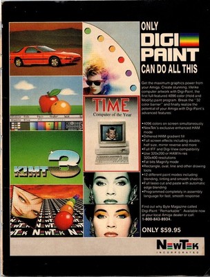 NewTek Digi-Paint Amiga Computer Vintage Magazine Ad 1980s Print Art 7.5x10.5