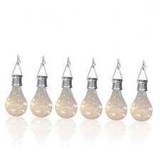 Solar Light Bulbs Outdoor Waterproof Garden Camping Hanging 6 Pack-clear Bulbs