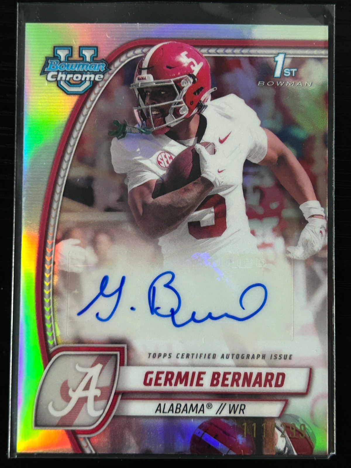 2024 Bowman University Chrome Germie Bernard Alabama Rookie Refractor Auto /299