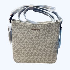 New 348.00 Michael Kors Jet Set Large Messenger Bag Vanilla Brown NWT Charm