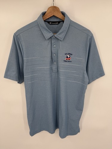 Camicia Travis Mathew uomo blu medio ciottoli spiaggia campo da golf logo US Open 2019 - Foto 2 di 7