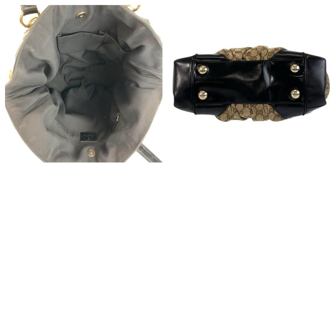 Gucci Beige Black GG Canvas Leather Women's Tote Bag Used Excellent Condition thumbnail 4