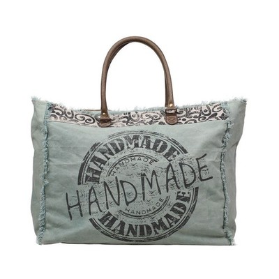 Handgefertigte bedruckte grüne Weekend Overnight Canvas Tasche - S-1197 - Myra