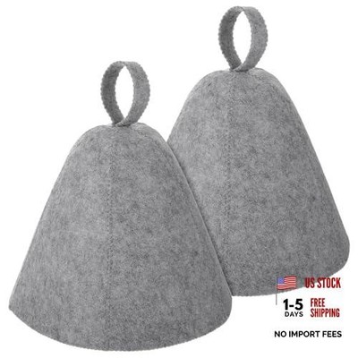 Lusofie 2 Pcs Sauna Cap for Spa with Hanging Loop - Felt Wool Sauna Hat for