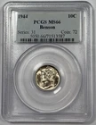 1944 10C MS66 Mercury Silver Dime - PCGS Benson Collection - Blast White PQ