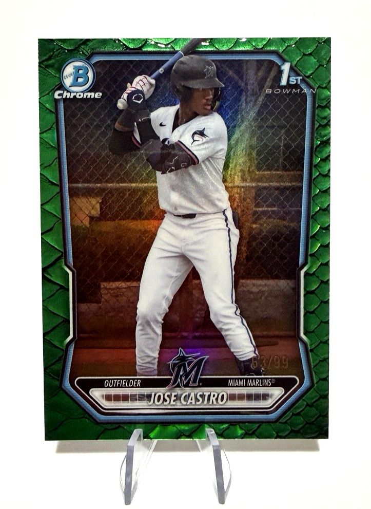 2026 Bowman Chrome  Jose Castro 1st Bowman #BCP-230 GREEN Reptilian /99-Marlins!