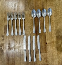 Vintage 13 Piece Child's Pretend Play Aluminum Flatware Silverware Set Germany